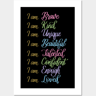 Self Love Daily Affirmations in Black Posters and Art